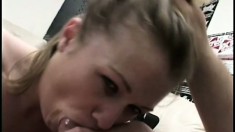 This blonde bitch is an expert at taking it deep during POV Bjs