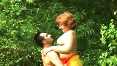 Russian amateur mature group sex in nature