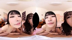 Extreme close up of Japanese teen masturbating