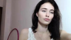 Cute curly brunette solo webcam masturbation