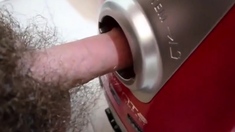 The vacuum cleaner hole and cumshot inside