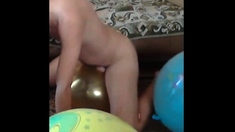 Balloon play popping humping cum