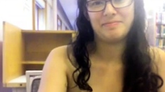 nerd getting naked in library